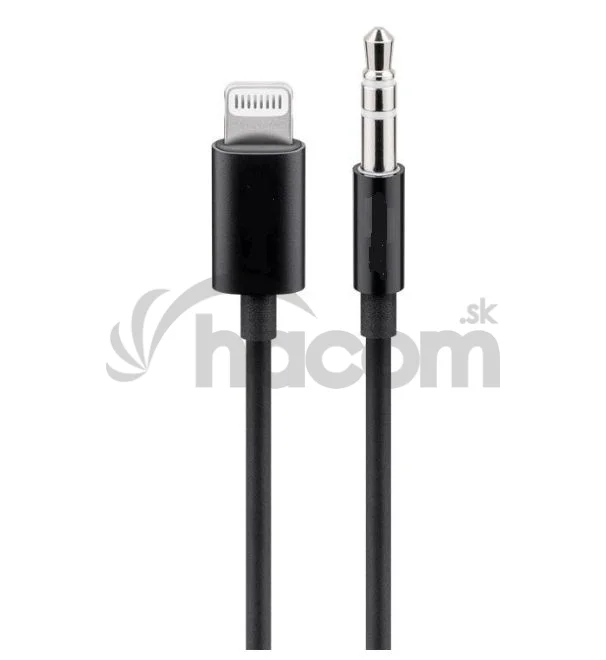 PremiumCord Apple Lightning audio redukčný kábel na 3.5 mm stereo jack, 1 m, čierny