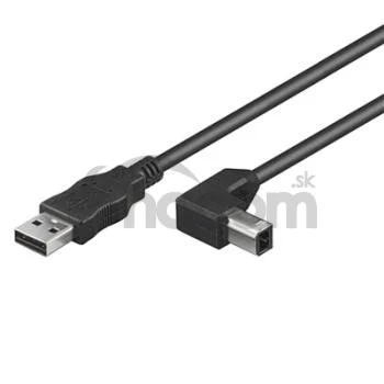 PremiumCord Kábel USB 2.0, A-B, 1m so zahnutým USB-B konektorom 90°