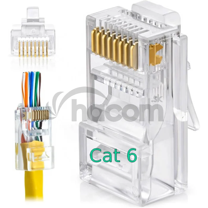 W-Star Konektor UTP RJ45EZ Cat6 100ks 3U pozlátený 6SLD pass through drôt licna RJ45EZC6S