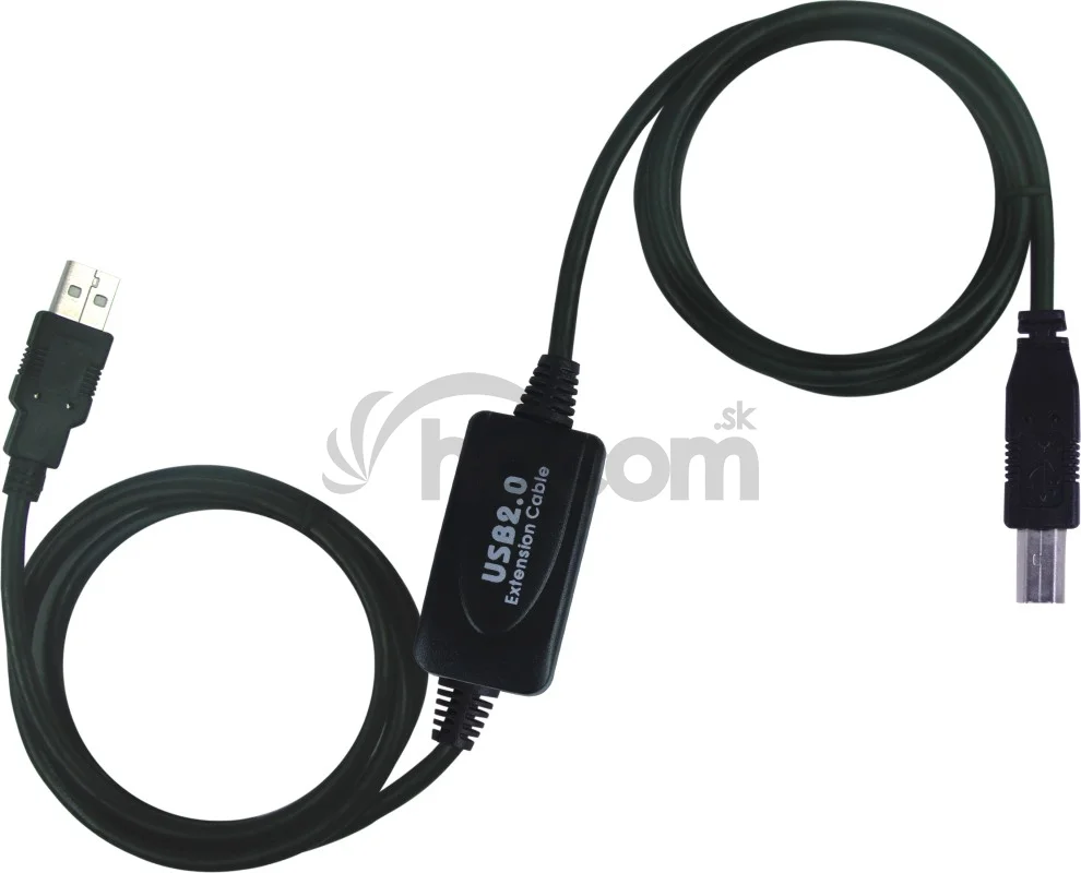 PremiumCord USB 2.0 repeater a prepojovací kábel A/M-B/M 10m