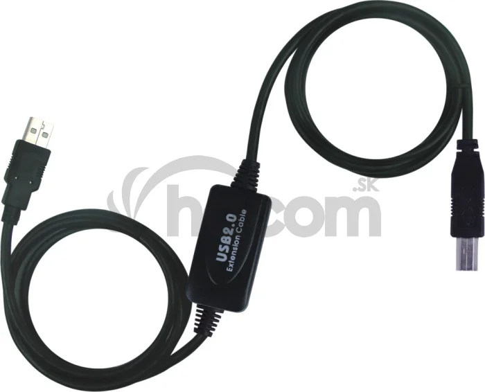 PremiumCord USB 2.0 repeater a prepojovací kábel A/M-B/M 10m