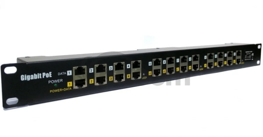 POE Gigabitový Patch panel Cat5 19" 12port 1U