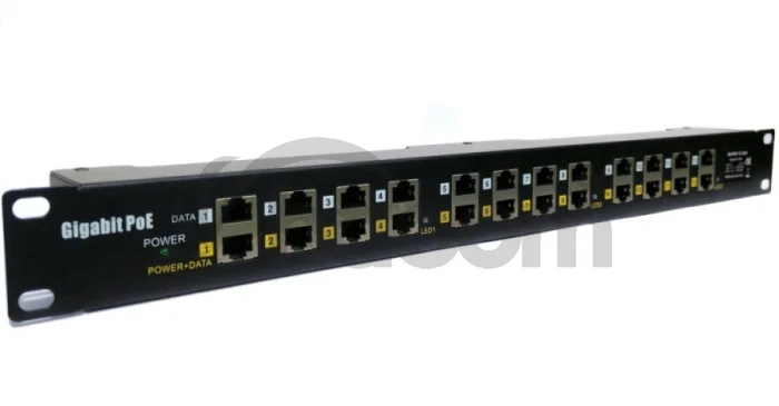 POE Gigabitový Patch panel Cat5 19" 12port 1U