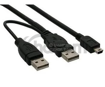 PremiumCord USB 2.0 napájací Y kábel A/M + A/M -- A/M mini 0.4m + 0.5m