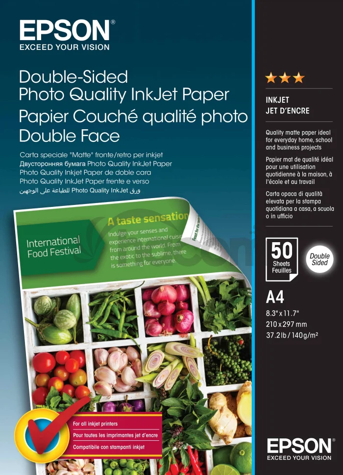 Double-Sided Photo Quality Inkjet Paper,A4,50 sheets