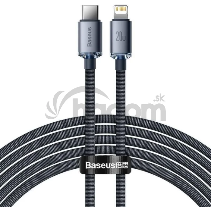 Baseus dátový kábel Crystal Shine USB-C/Lightning 2m 20W čierny