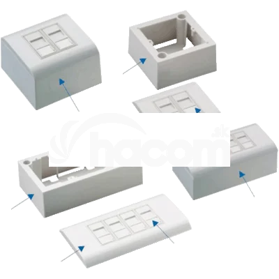 DATACOM Modul.dát.zásuvka STP CAT5E 4xRJ45 na aj pod omietku