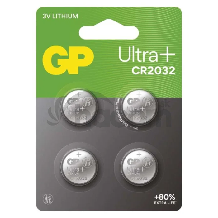 Lítiová gombíková batéria GP Ultra Plus CR2032, 4 ks