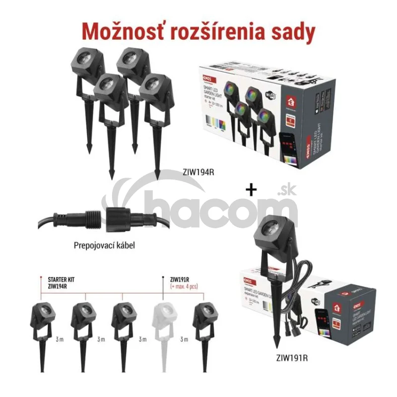 GoSmart vonkajšie LED bodové svetlo, rozširujúca sada, 1 kus, 1,5 W, RGBIC stmievat., WiFi