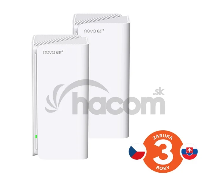 Tenda Nova MX21 Pro (2-pack) WiFi6E AXE5700 Mesh Gigabit systém, 6x GLAN/GWAN, WPA3, VPN, CZ app