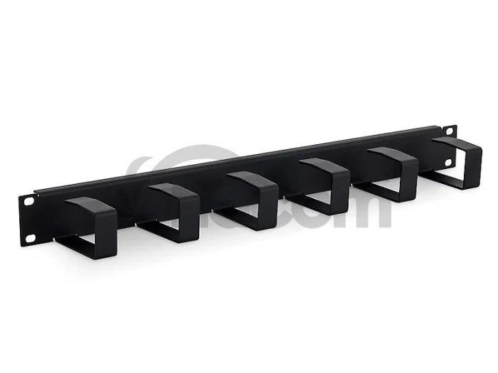 19" vyväzovací panel 1U 6x háčik 70x40mm čierny kov