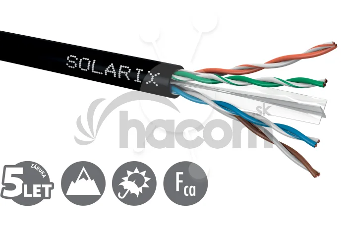 Inštalačný kábel Solarix CAT6 UTP PE Fca vonkajší 500m/cievka SXKD-6-UTP-PE