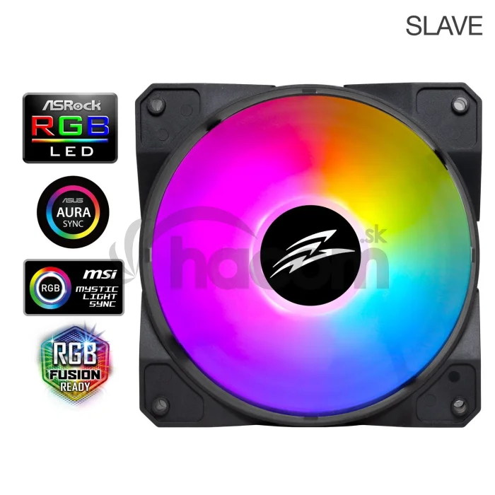 EVOLVEO 12FSB, ventilátor, 120mm, 4pin molex, ARGB, slave, čierny
