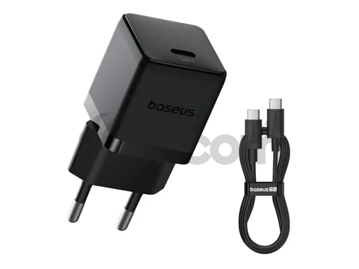 Baseus Palm Fast Nabíjačka USB-C 20W + Dátový Kábel USB-C/USB-C 1m Black
