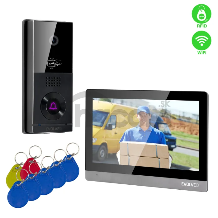 EVOLVEO DoorPhone AHD10, Sada domáceho WiFi videotelefónu s ovládaním dverí a RFID, čierno strieborný 1