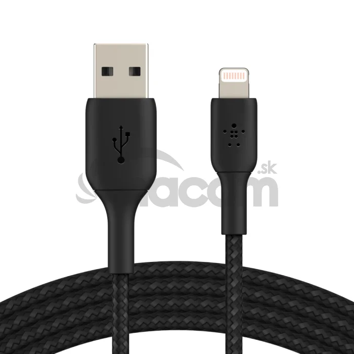 BELKIN kábel opletaný USB-A - Lightning, 1m, čierny