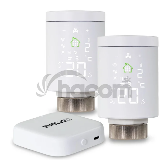 EVOLVEO Heat M30v2 Pack, 2× múdra termostatická hlavica na radiátor & 1x ZADARMO centrálna jednotka