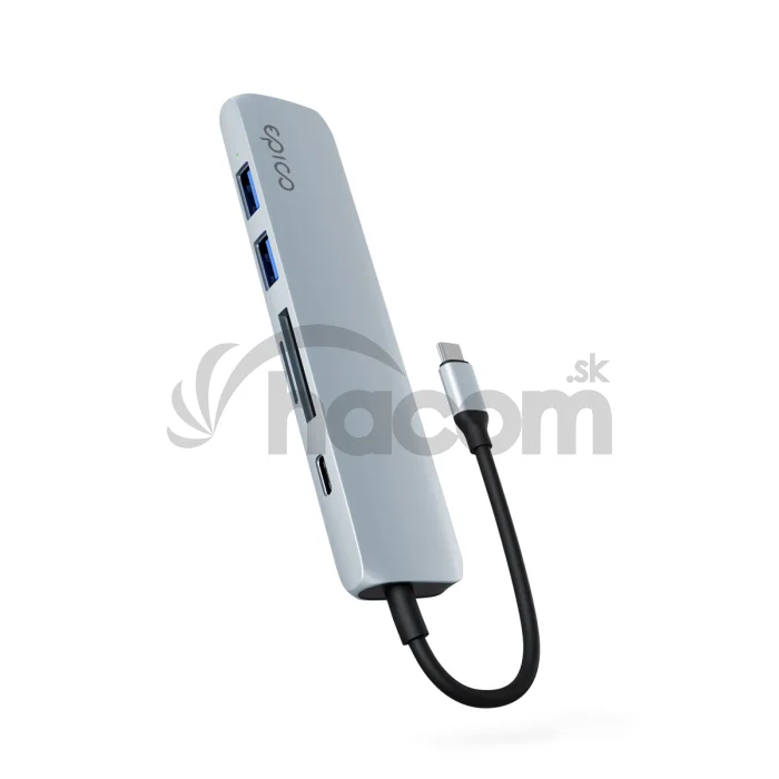 Epico 6v1 hliníkový USB-C 8K hub - modrá