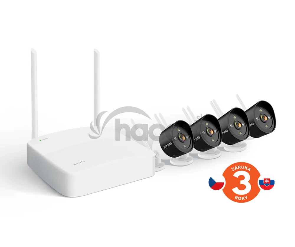 Tenda K4W-3TC - bezdrôtový Wi-Fi kamerový set 2K (3MP), NVR + 4x IP kamera s LED, CZ aplikácia