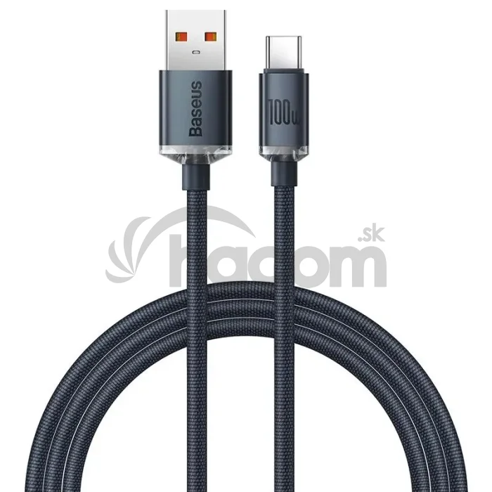 Baseus CAJY000401 Crystal Shine Series Dátový Kábel USB - USB-C 100W 1,2m Black