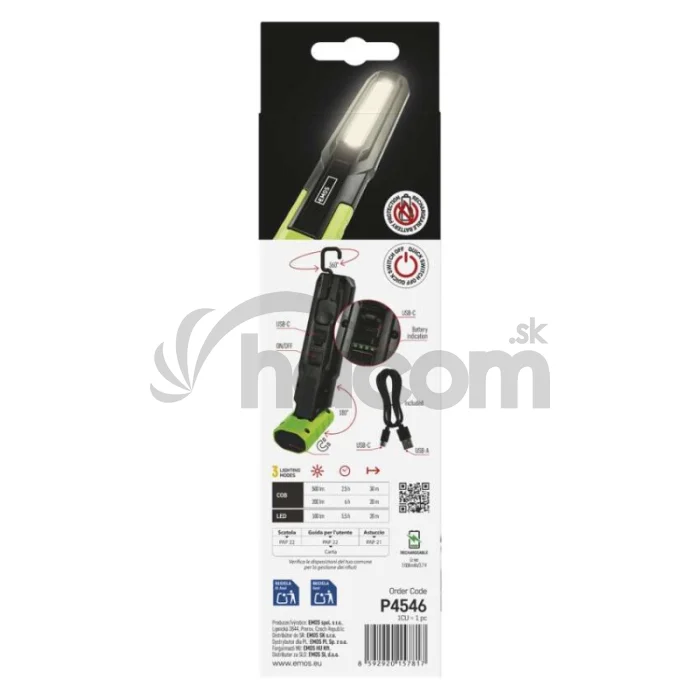 Nabíjacie prac. svietidlo COB LED+LED P4546, 500 lm, 2000 mAh