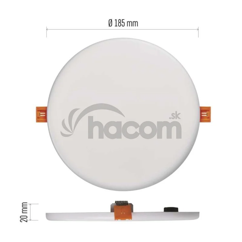 LED panel VIXXO 185mm, kruhový vstavaný biely, 19W neutr. b., IP65