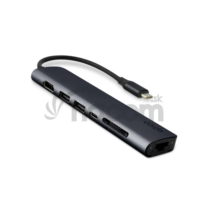 Epico 7v1 hliníkový USB-C 8K hub - atramentová