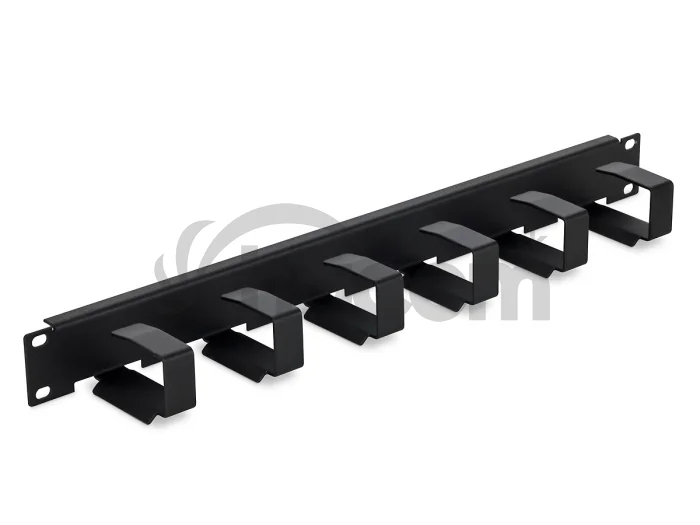 19" vyväzovací panel 1U 6x háčik 70x27mm čierny kov
