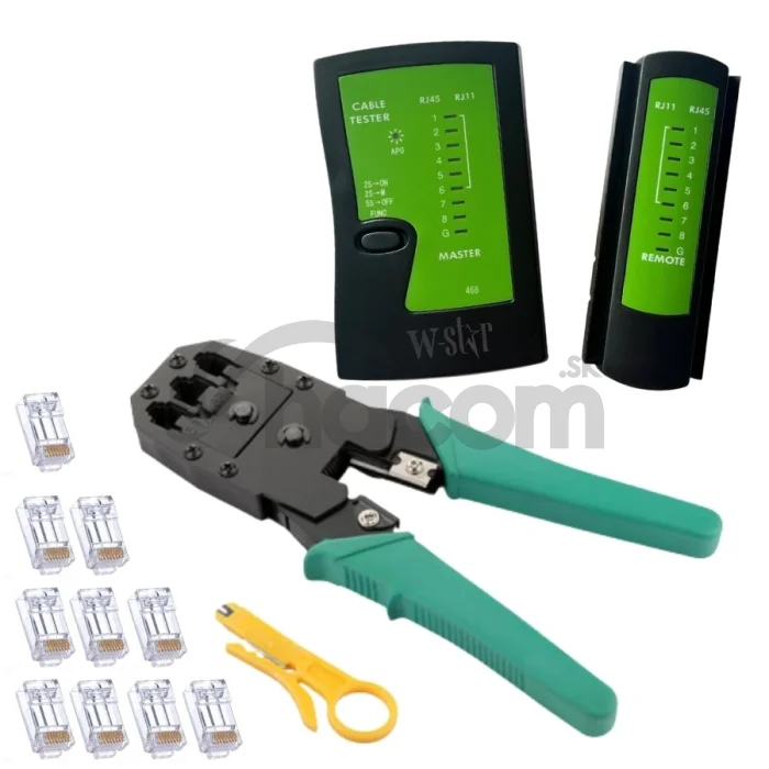 W-Star Sada náradia pre sieťárov WS193, tester UTP, kliešte RJ45 RJ11, narážač, 10x RJ45