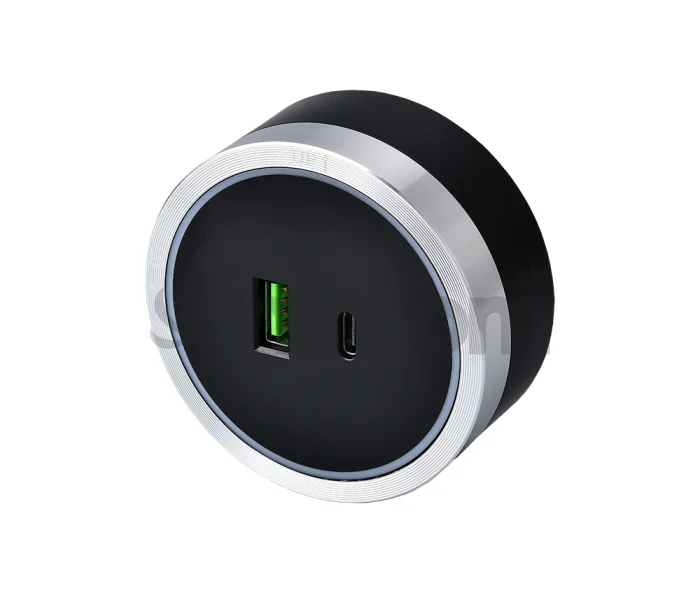 Zásuvkový modul Viking A60SB, strieborno-čierna/výstupy - 1xUSB-A, 1xUSB-C/výkon až 2500W/230V,16A,50Hz