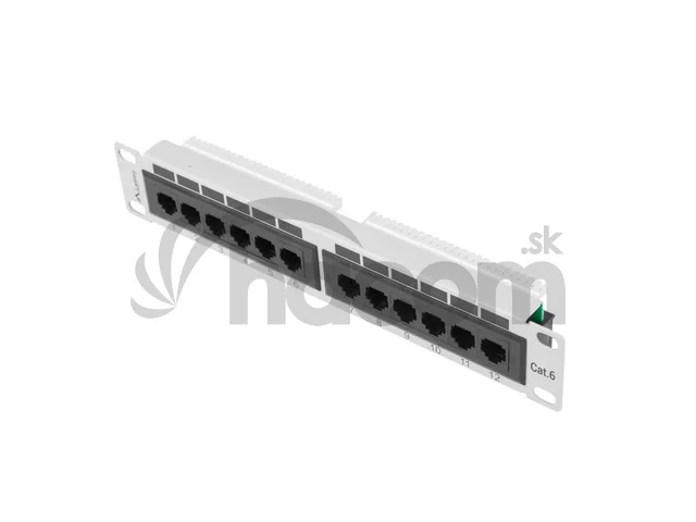 LANBERG PATCH PANEL 12PORT 1U 10" CAT.6 UTP ŠEDÝ