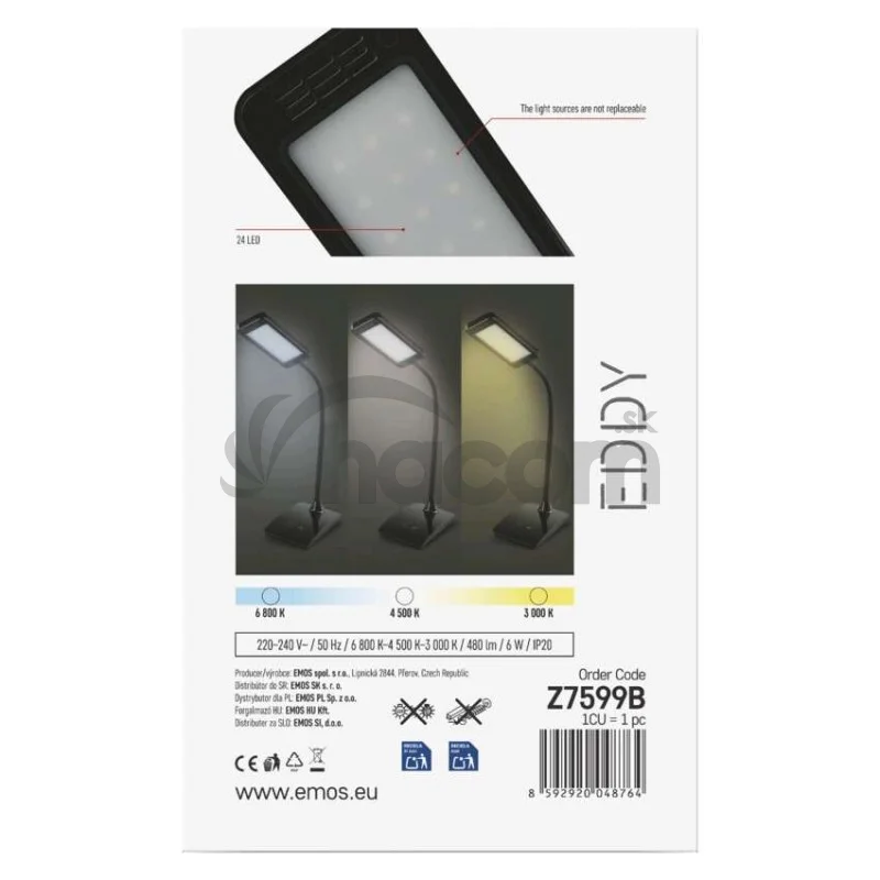 LED stolná lampa Eddy, čierna