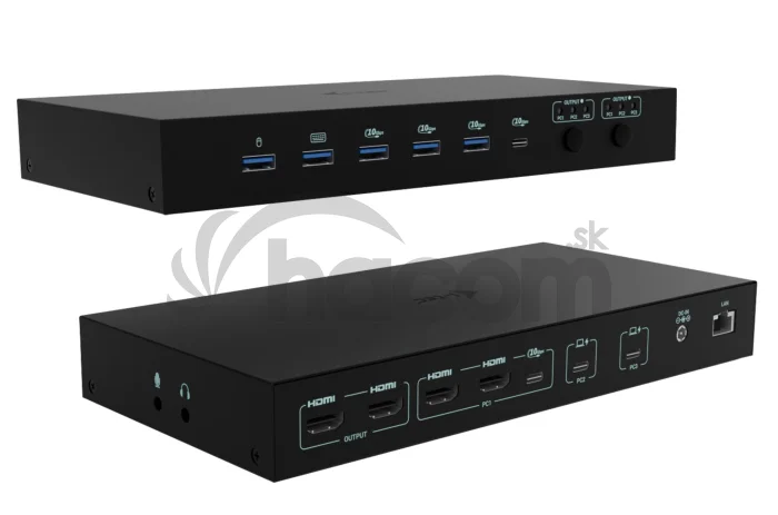 i-tec USB-C KVM Docking station pre 3 Hosts, Dual Display, 2x Power Delivery (1x 92W/2x 65W)
