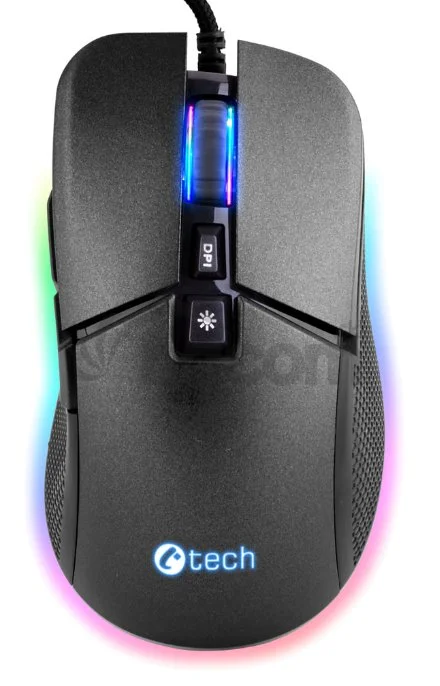 C-TECH Dawn/Herná/Optická/Pre pravákov/6 400 DPI/Drôtová USB/Čierna