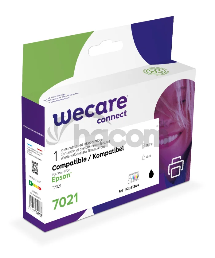 WECARE ARMOR ink kompatibilný s EPSON C13T70214010, čierna/black