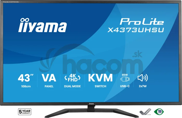 iiyama ProLite/X4373UHSU-B2/42,5"/VA/4K UHD/60Hz/3ms/Čierna/3R