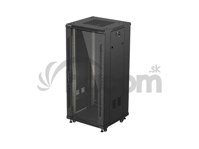 LANBERG 19" VOĽNE STOJÚCA RACKOVÁ SKRIŇA 27U/600X600 (FLAT PACK) S PRESKLENÝMI DVERAMI ČIERNA