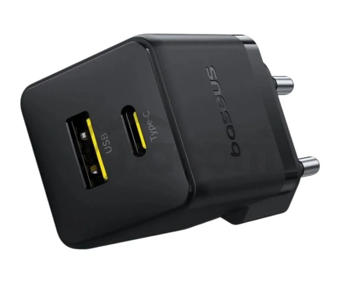 Baseus Rýchlonabíjačka do siete Palm 30W 1xUSB-A 1xUSB-C PD QC 3.0 čierna