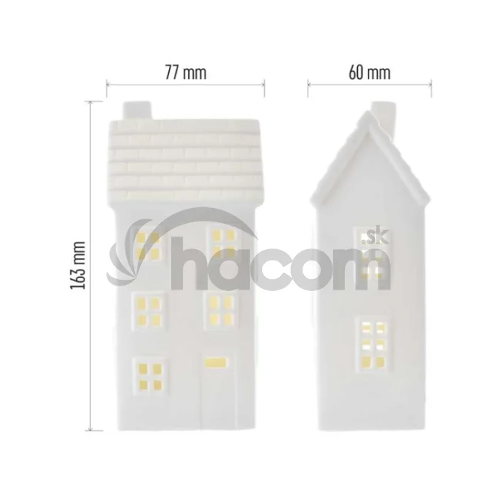 LED keramický domček, 16 cm, 1x CR2032, vnútorná, teplá biela, časovač