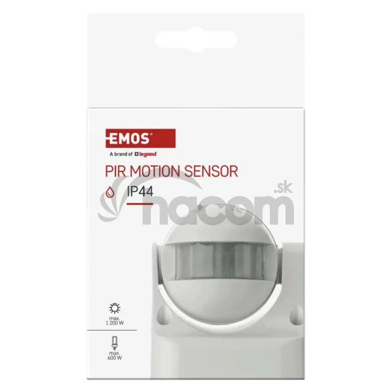 PIR senzor (pohybové čidlo) IP44 1200W, biely