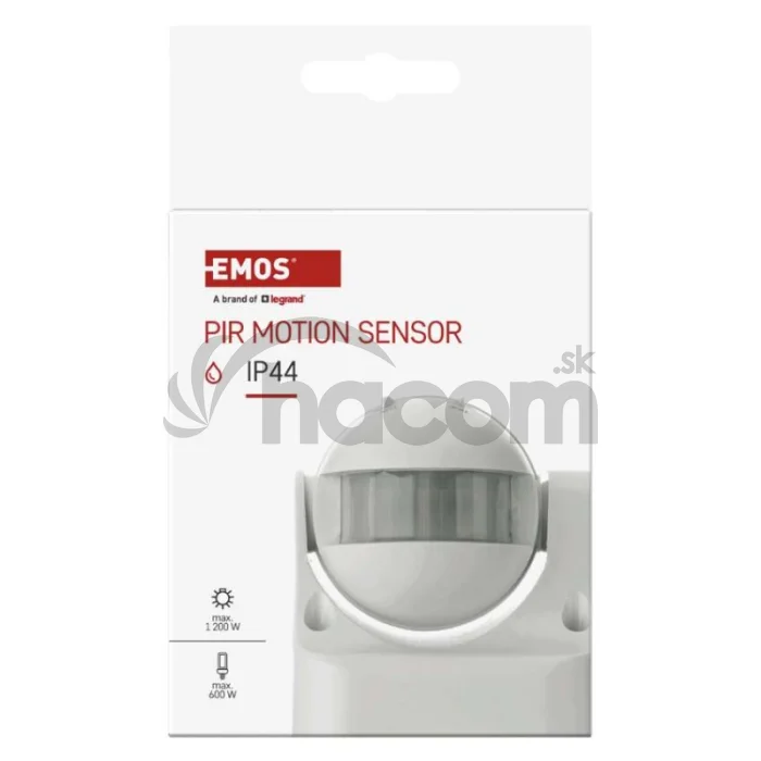 PIR senzor (pohybové čidlo) IP44 1200W, biely