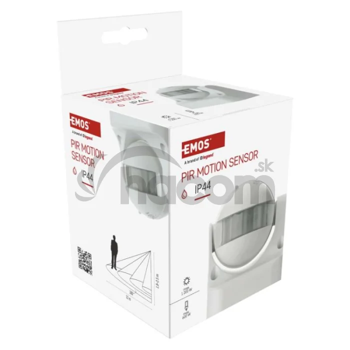 PIR senzor (pohybové čidlo) IP44 1200W, biely