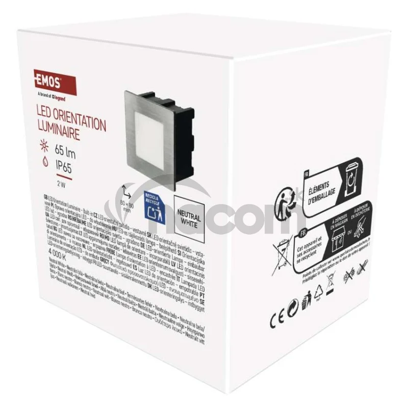 LED orientačné vstavané svietidlo AMAL 80×80 2W neutr. b.,IP65