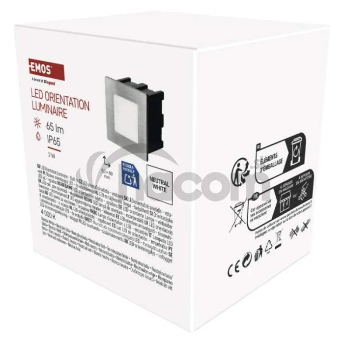 LED orientačné vstavané svietidlo AMAL 80×80 2W neutr. b.,IP65