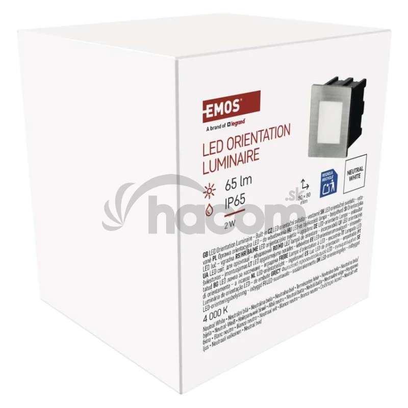 LED orientačné vstavané svietidlo AMAL 80×80 2W neutr. b.,IP65