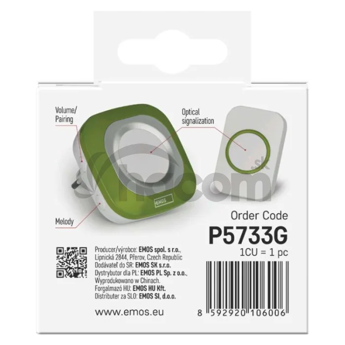 Domový bezdrôtový zvonček P5733G do zásuvky