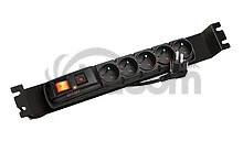 Napájací panel ACAR F5 FA 3m 5 pozícií BK vrátane držiakov do 19" líšt 1U, ACAR-F5-FA