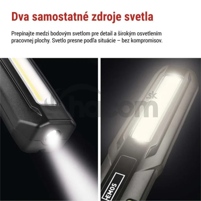 Nabíjacie prac. svietidlo COB LED+LED P4546, 500 lm, 2000 mAh
