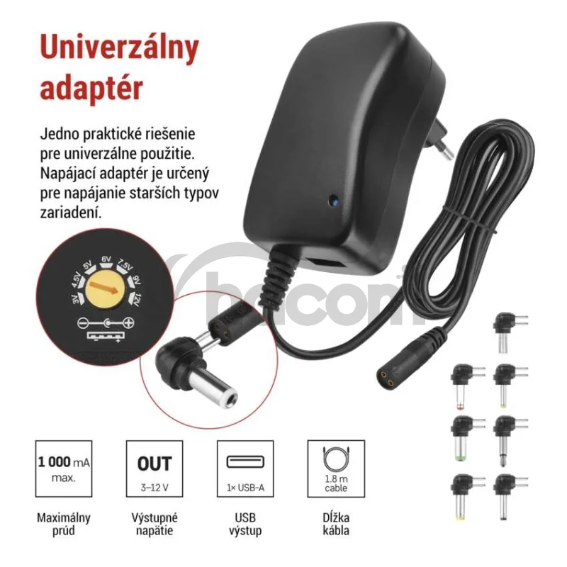 Univerzálny pulzný USB napájací zdroj 1000 mA s hrebienkom
