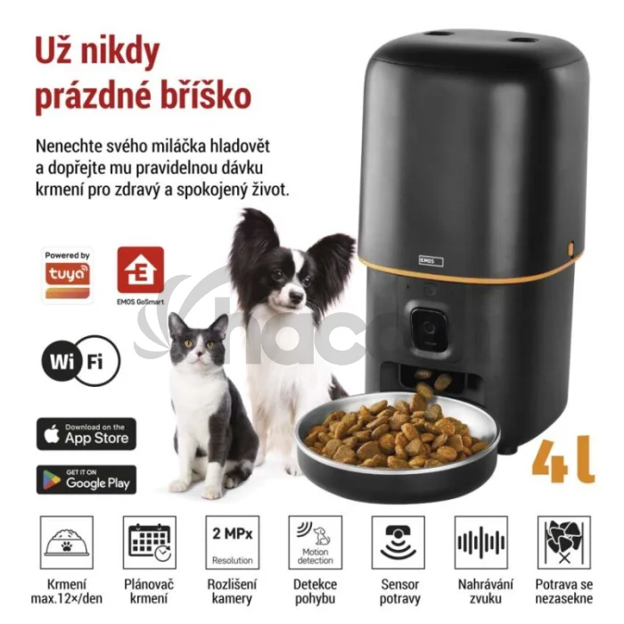 GoSmart dávkovač krmiva Pet Care s kamerou, 4 l, čierny, Wi-Fi